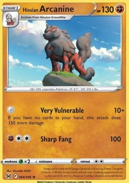 LOR 084/196 Hisuian Arcanine Non Holo B&B Kit