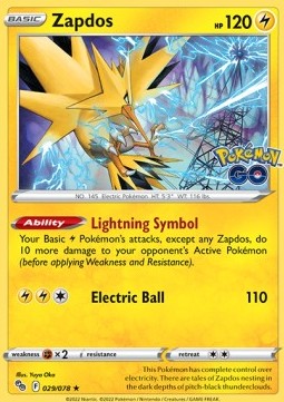 PGO 029/078 Zapdos Holo