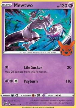 BOO 056/172 Mewtwo Holo Halloween Stamp